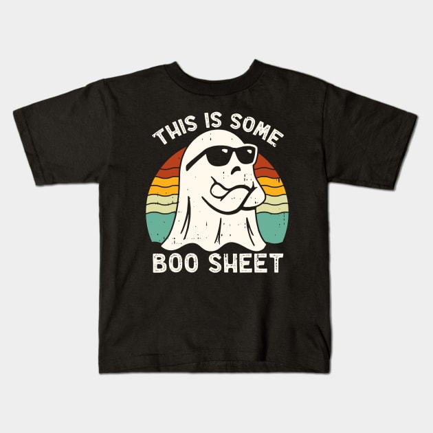 Funny Halloween Boo Ghost Costume This is Some Boo Sheet vintage Kids T-Shirt by Crafty Pirate 